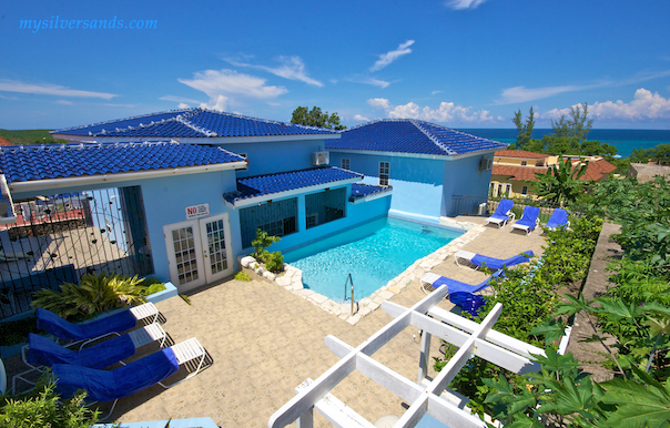 pool and sea view of blue moon villa silver sands jamaica