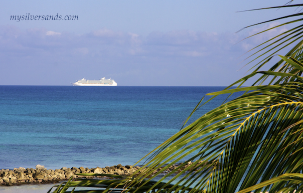 cruise ship sailing past silver sands jamaica on its way to falmouth