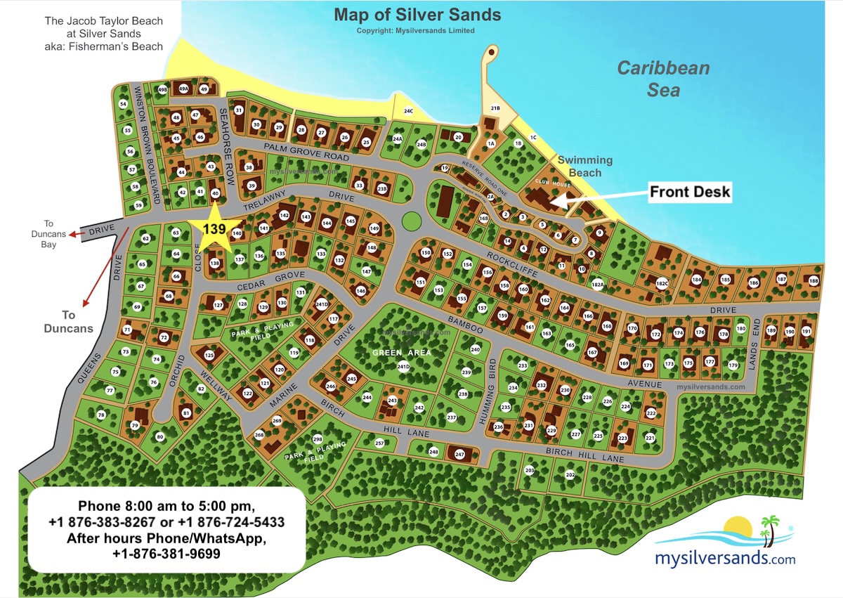 Map of Silver Sands showing location of Caribbean Dream