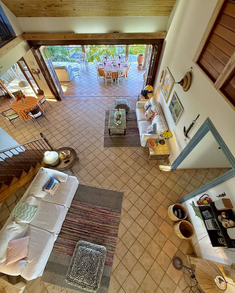 overhead view of living room area