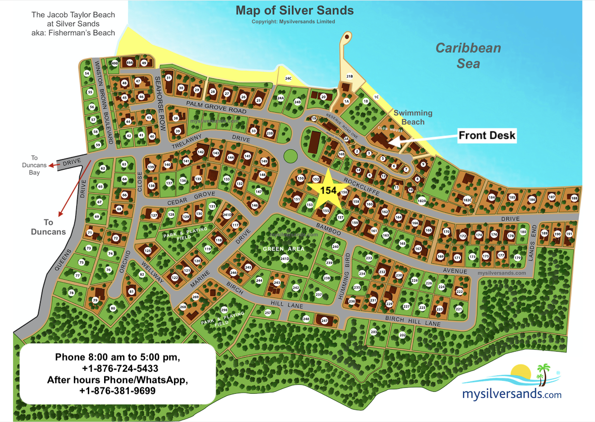 Map of Silver Sands showing the location of Seamoor.