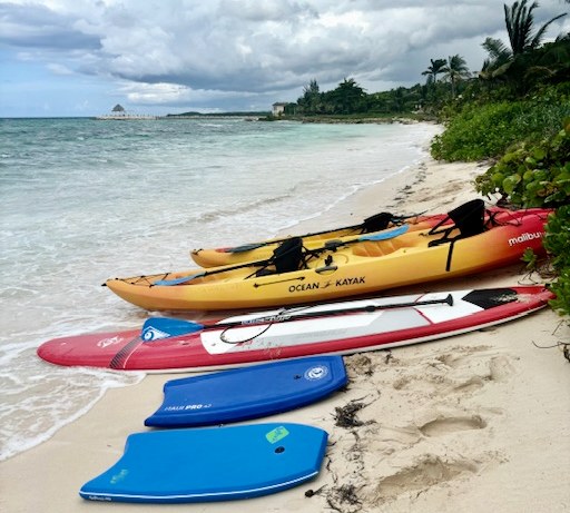 kayaks, paddle boards, boogie boards