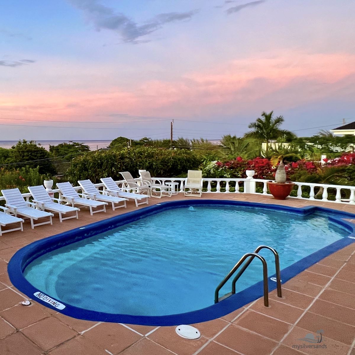 pool and view at sunset