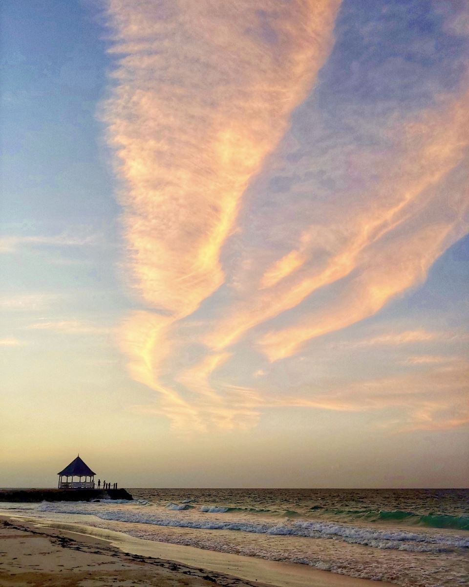 sunset over silver sands beach