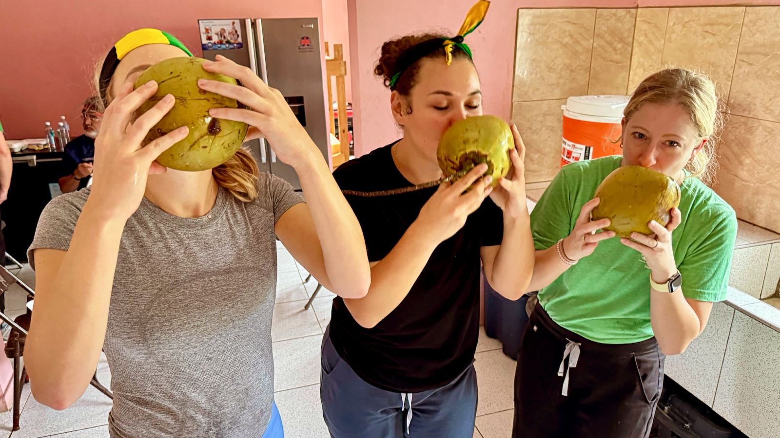 drinking jelly coconuts