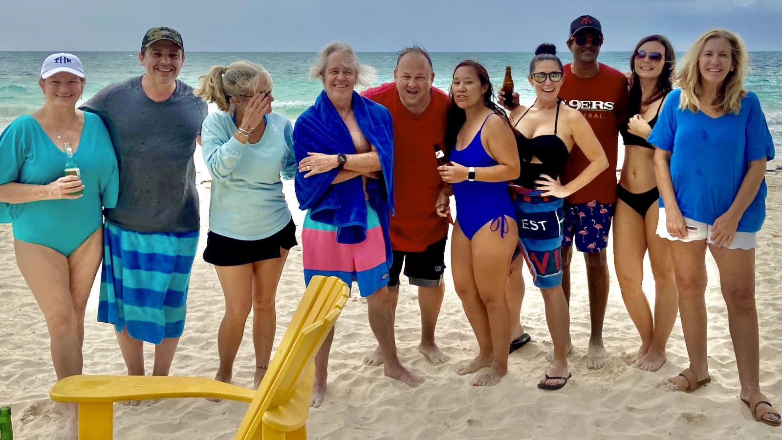 the team on the beach