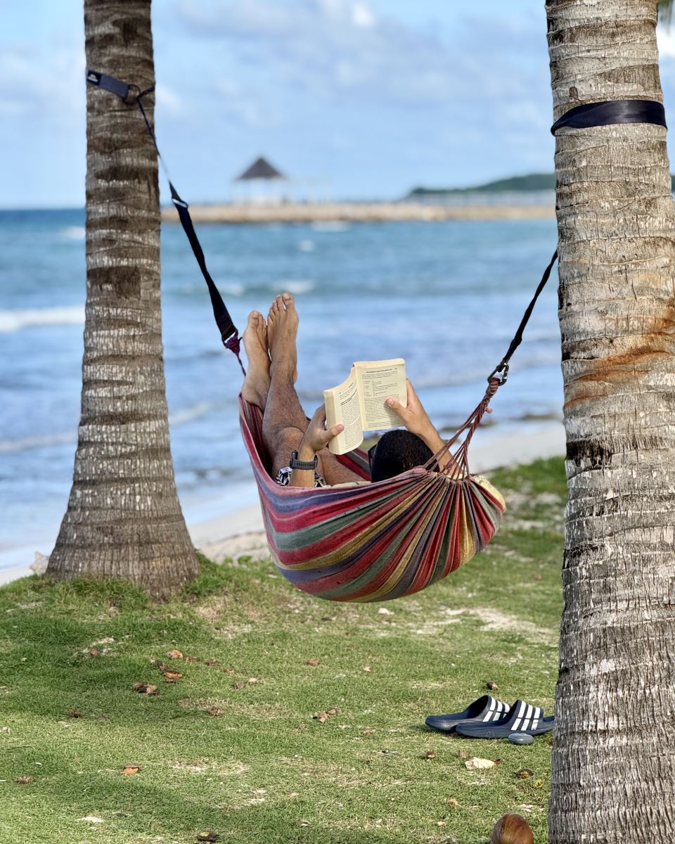 in hammock reading